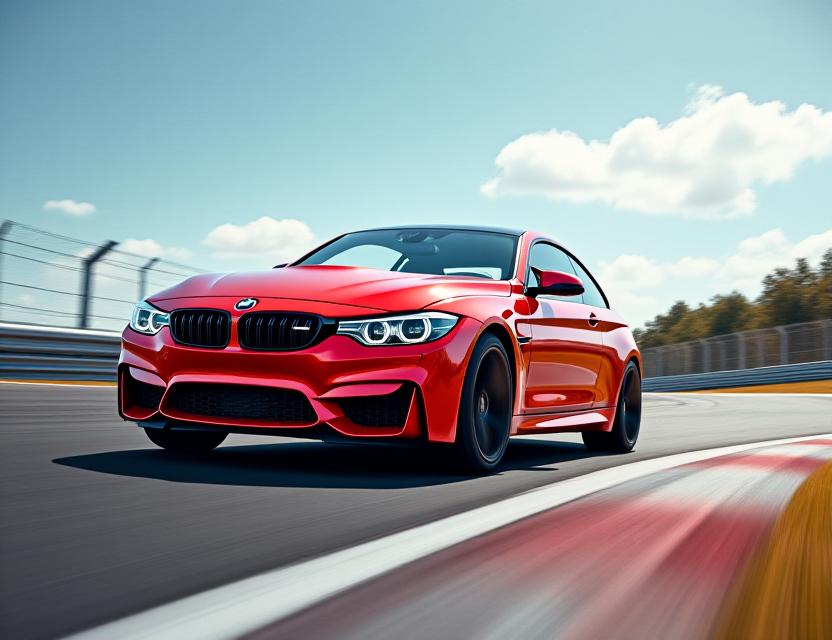 BMW M4 Track Spec in azione su un circuito, affrontando una curva ad alta velocità con le gomme al limite